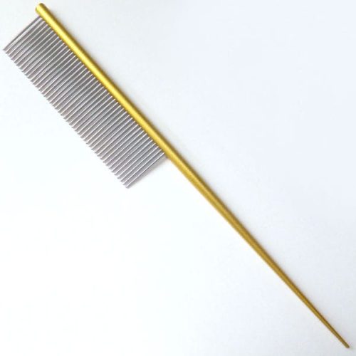 4Paws- Stil fésű,  alumínium nyéllel, fogak hossza 2 cm, fogtávolság 1,5 mm ( Arany )