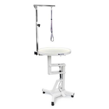    Led lámpás,  kerek hidraulikus asztal,  Kistestű kutyákhoz ( asztallap átmérő 60 cm)