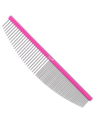 Blovi Ultralight Crescent fésű 16cm - nagyon könnyű, félkör alakú fém fésű kutyáknak, vegyes tűtávolsággal (50/50)