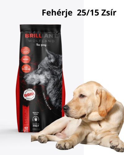 BRILLIANT Wolfland - BUFFALO (BIVALY ÉS RIZS) 12KG HYPOALLERGÉN,  MEDIUM -MAXI