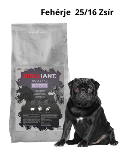 BRILLIANT WOLFLAND - PORK AND RICE SZUPERPREMIUM, ADULT MEDIUM 20KG